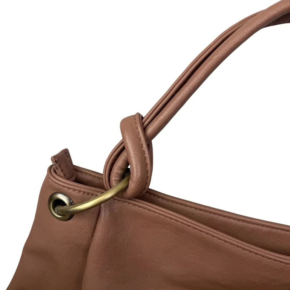 Antik Kraft Vegan Leather Hobo Bag Brown Ring Handle Slouchy Boho Shoulder Tote